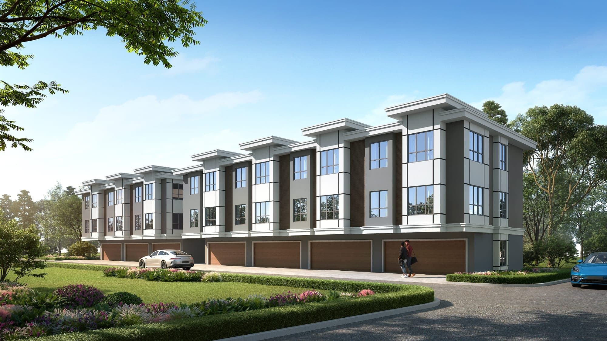 Architectural render of the 783 Martin Street townhomes in downtown Penticton